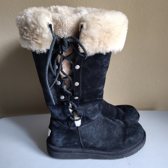 Knee Ugg Abree Tall Black UGG Australia Upside Tall Black Suede